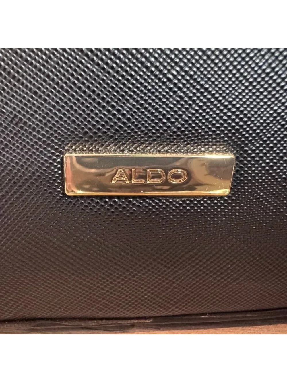 ALDO Black Structured Satchel Shoulder Bag Crossbody Gold Hardware Purse